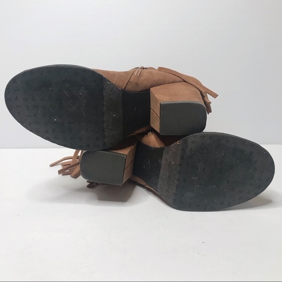 DV brown fringed heeled peep toe booties sz 8.5 - Picture 7 of 13